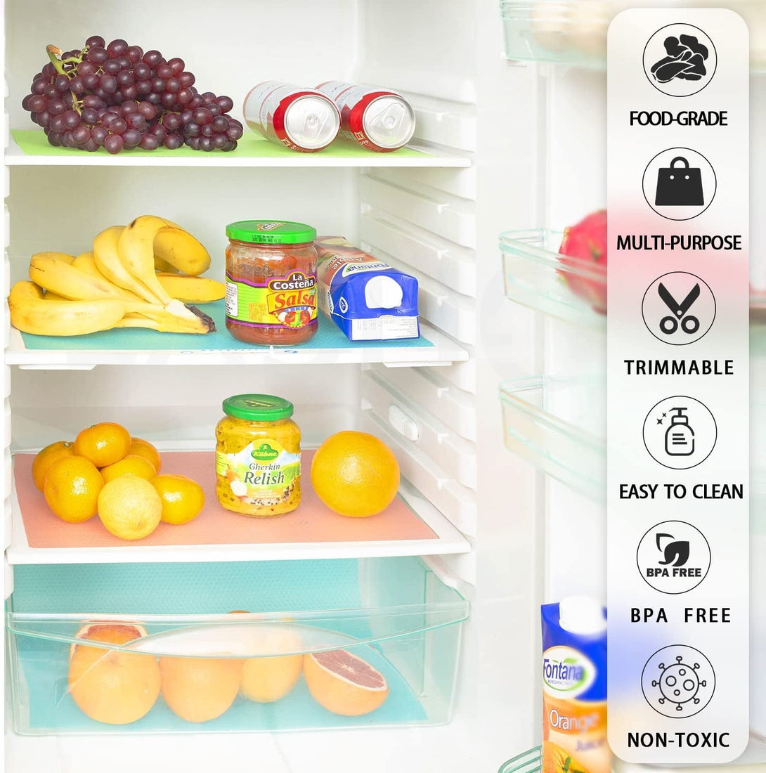 12 Pcs Refrigerator Liners, Maynest Washable Mats Covers Pads, Home Kitchen Gadgets Accessories Organization for Top Freezer Glass Shelf Wire Shelving Cupboard Cabinet Drawers (4 Blue+4 Green+4 Red)