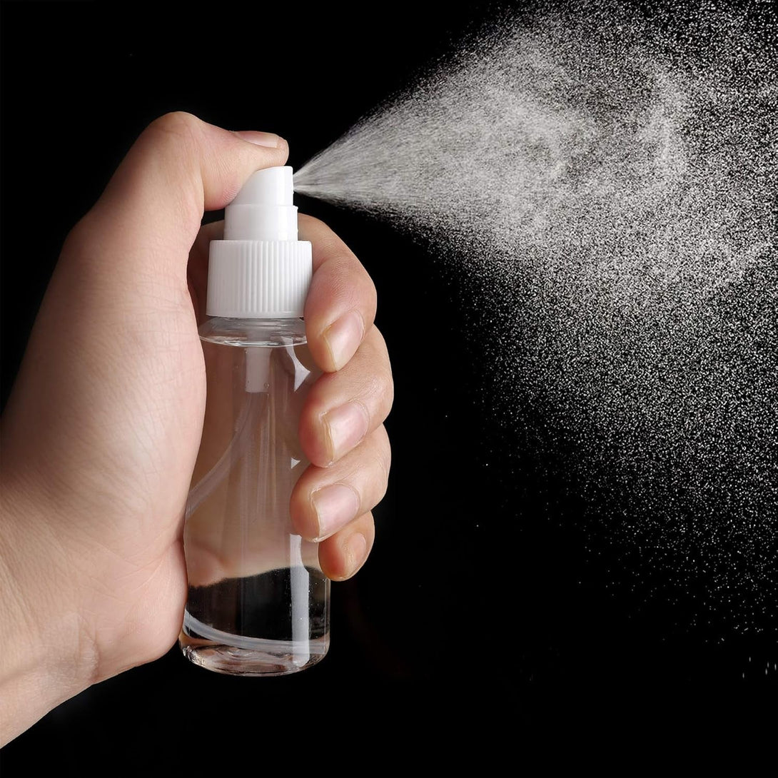 4 Pack Spray Bottles 1Oz Clear Plastic Empty Refillable Mini Spritzer for Travel, Cleaning, Gardening, Skin Care Atomizer for Essential Oils, Perfume