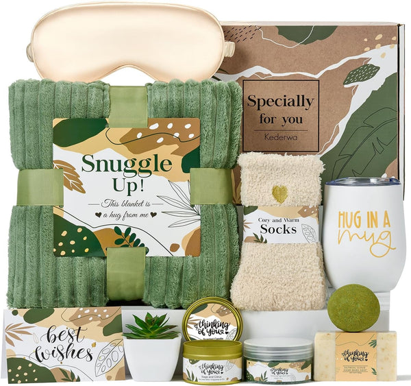 Self Care Gifts for Women Get Well Soon Basket, Thinking of You Gifts with Tumbler and Relaxing Spa Bathcomb for Mom Wife Best Friends