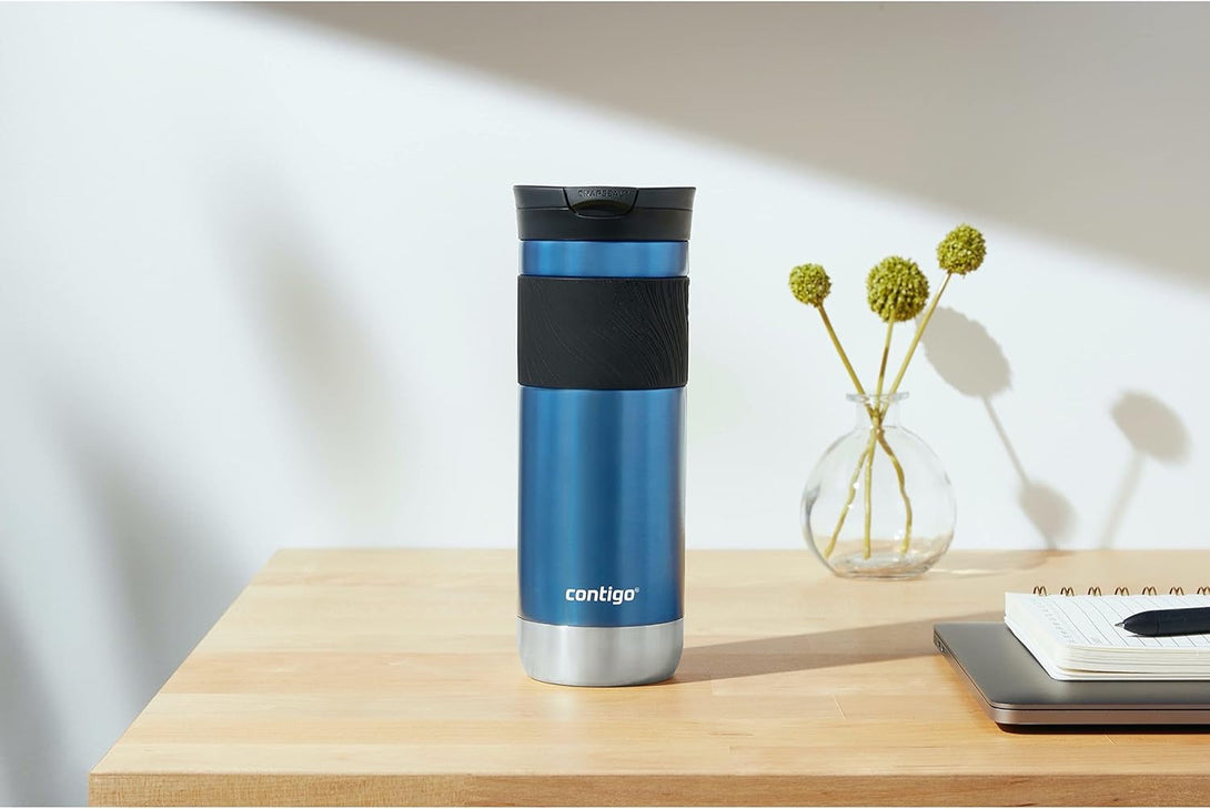 Contigo Byron Vacuum-Insulated Stainless Steel Travel Mug, 20Oz - Leak-Proof Lid, Bpa-Free, Blue Corn - Perfect Reusable Cup for Coffee or Water; Hot and Cold Beverage Holder