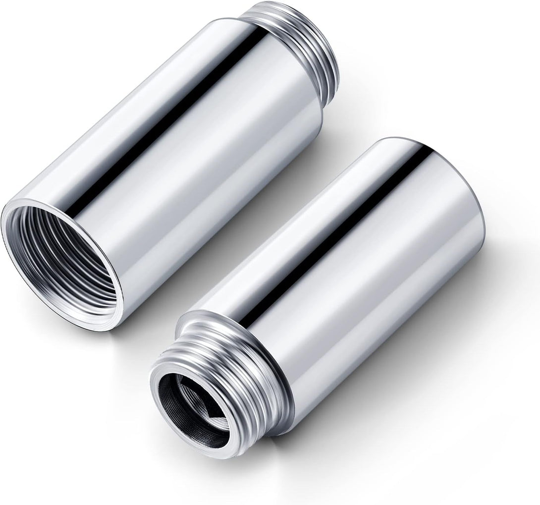 Amylove 2 Pcs Shower Head Extension Arm Stainless Steel Shower Pipe Extension 1/2Pt Male to 1/2Pt Female Thread Cast Pipe Fitting Coupler Adapter(2 Inch)