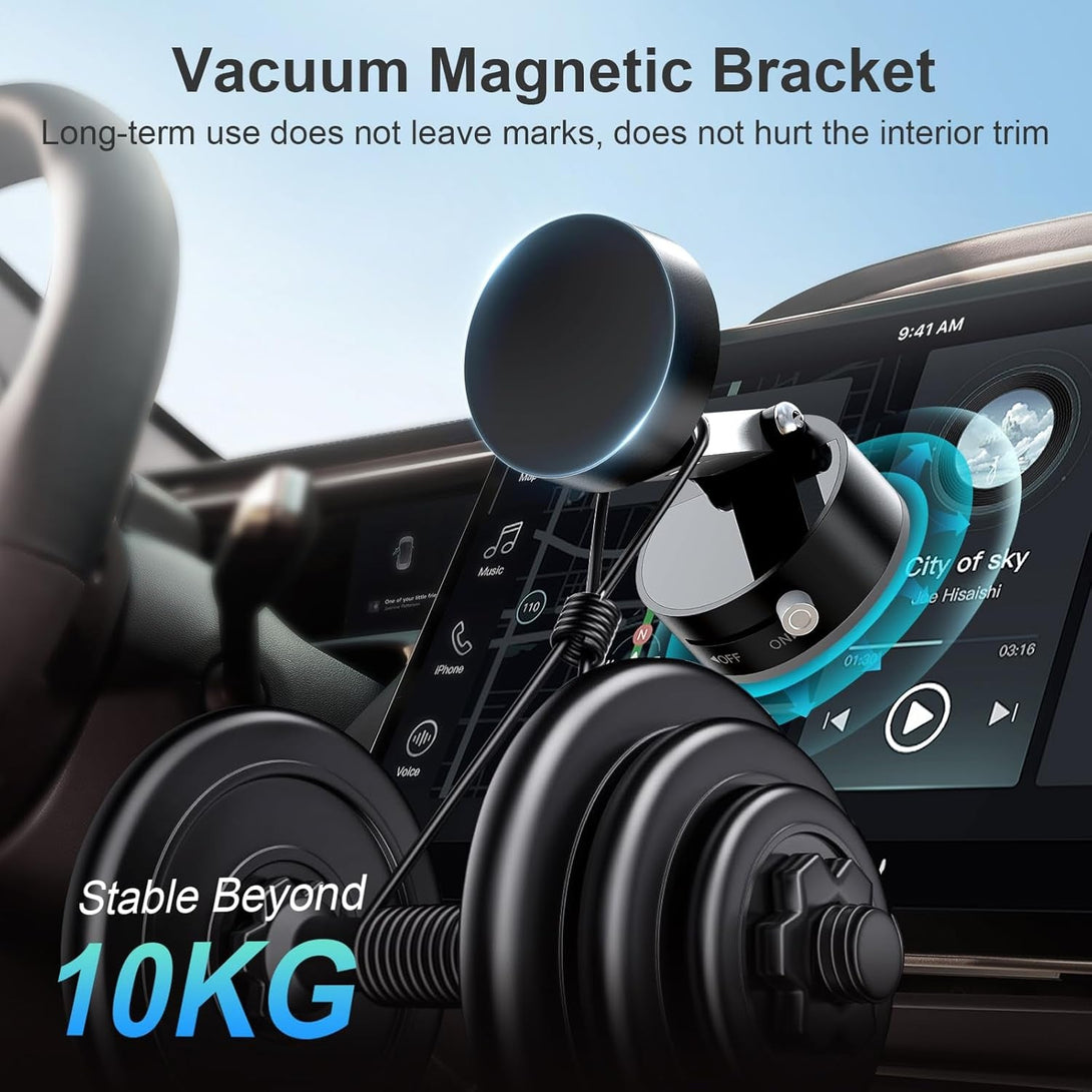 Amoner Vacuum Magnetic Suction Phone Holder, 2025 Upgrade 360° Retractable Suction Cup Phone Mount, Foldable Magnetic Vacuum Phone Holder, Folding Swivel Stand, for Car/Mirror/Gym