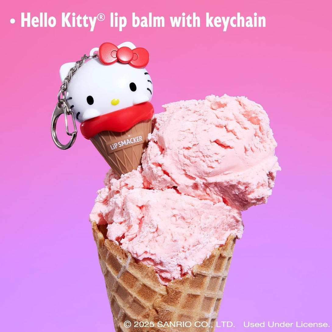 Lip Smacker Hello Kitty Lip Balm, Ice Cream Flavored Moisturizing, Smoothing Soft Shine, Hydrating & Protecting Fun Tasty Flavors, Cruelty-Free - Ice Cream(Packaging May Vary)