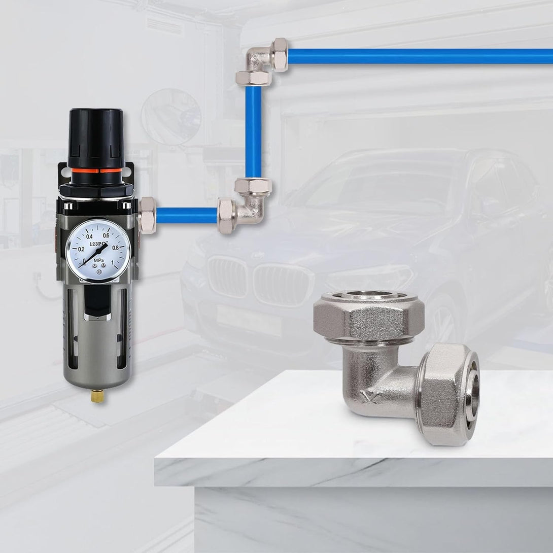 Air Hose Fittings Feanron Rapid Air System，2 Pack 200PSI,3/4 Nickel-Plated Brass Air Piping Fittings ，3/4 Airline Tubing Fittings for Shop Garage Compressed Air Line System Kit