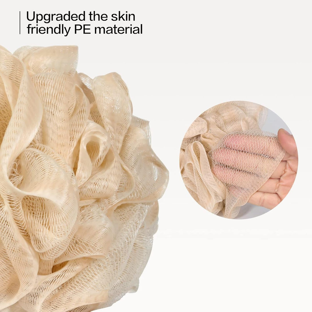 Fishent Bath Loofah Sponge, 3 Pack Loofahs Exfoliating Body Scrubber, 60G Soft Mesh Pouf Shower Puffs, Loofa for Women and Men