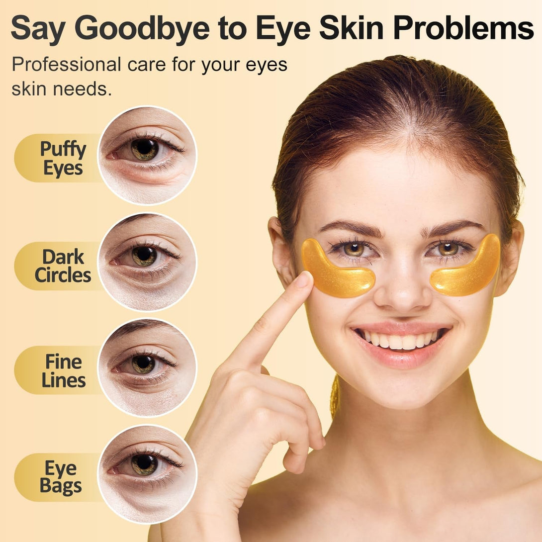 Under Eye Patches (36 Pairs) - 24K Gold Eye Masks Enriched with Abundant Collagen for Dark Circles, Puffy Eyes, Wrinkles - Gifts for Women Skin Care - Vegan & USA Tested