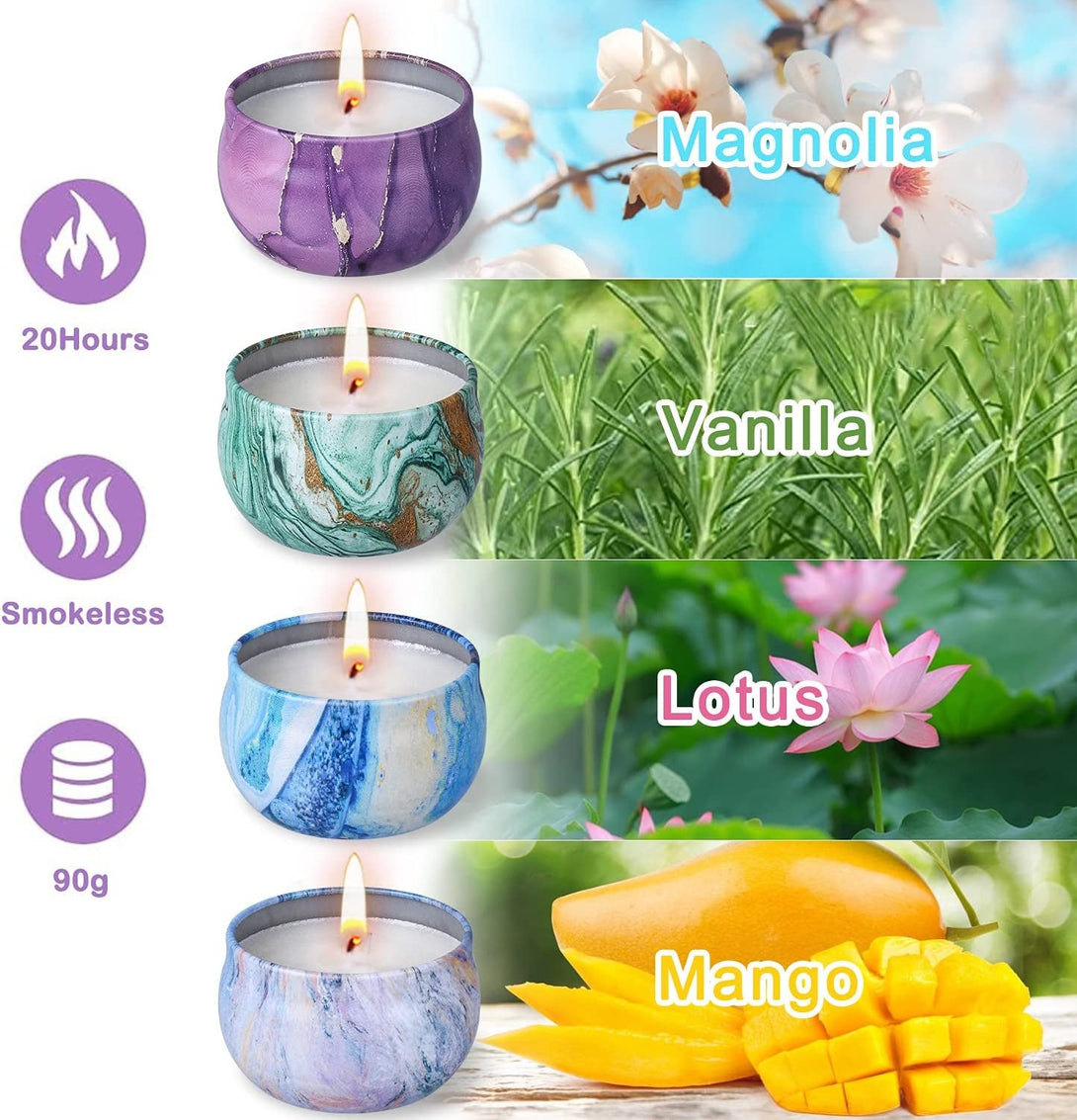 Bath Bombs Gift Set - 5 Large Fizzy Spa Bombs with 4 Scented Candles for Women - Moisturizing Bubble Bath with Essential Oils for Valentine'S, Birthday Gifts