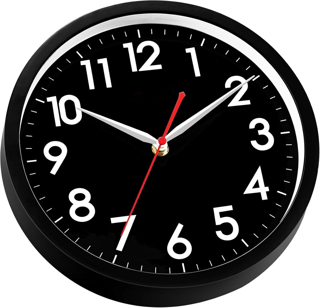 AKCISOT Wall Clock Modern Black Silent Non Ticking Wall Clocks Battery Operated 12 Inch, Small Analog Classic Clock Decorative for Bedroom, Kitchen, Home Office, Bathroom, School, Living Room