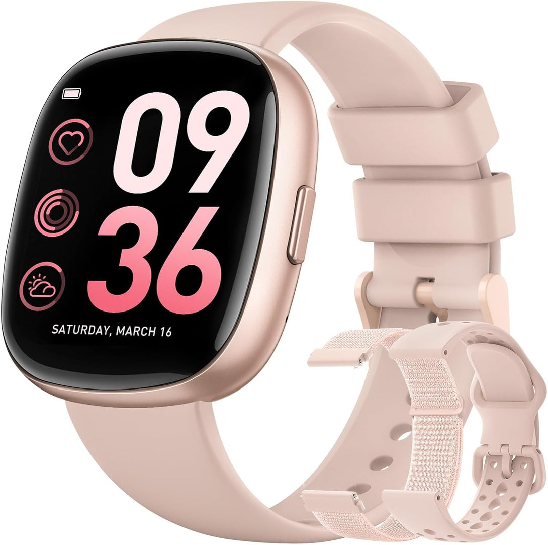 Smart Watches for Women Men with Call: Fitness Trackers with 24-Hour Heart Rate Spo2 Sleep Monitor 5ATM Waterproof 120+ Sport Mode Watches for Women Gift Compatible with Iphone Android Phones(3 Bands)