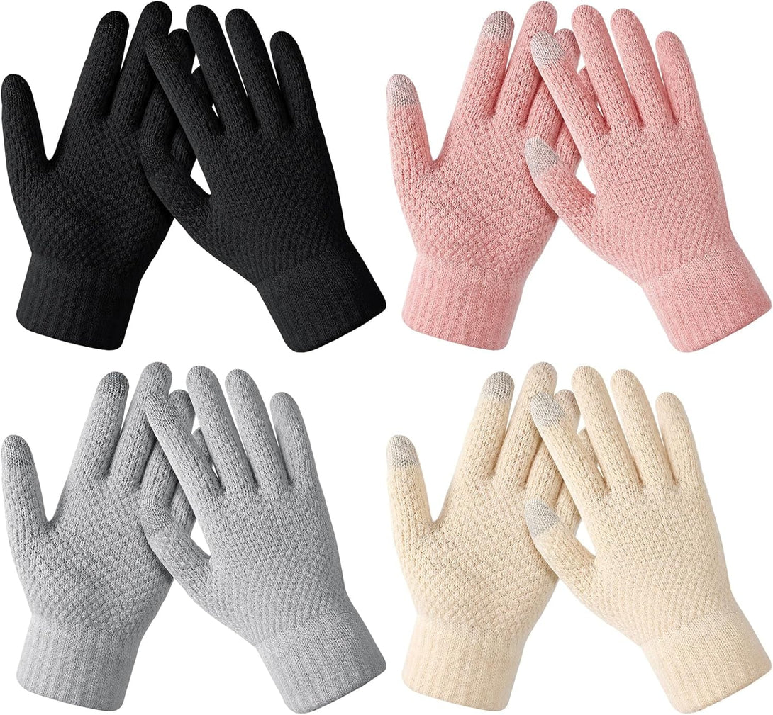 Winter Gloves - 4/3 Pairs Women'S Winter Gloves, Knit Touchscreen Gloves Women Men, Gloves for Cold Weather
