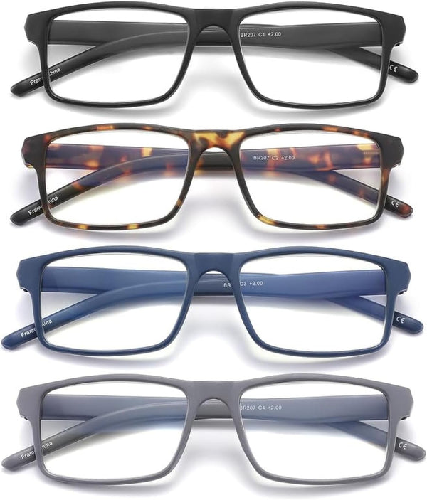 4 Pack Blue Light Blocking Glasses for Men Women,Rectangular Frame Computer Glasses with Spring Hinge,Anti Eyestrain/Uv Ray Eyeglasses