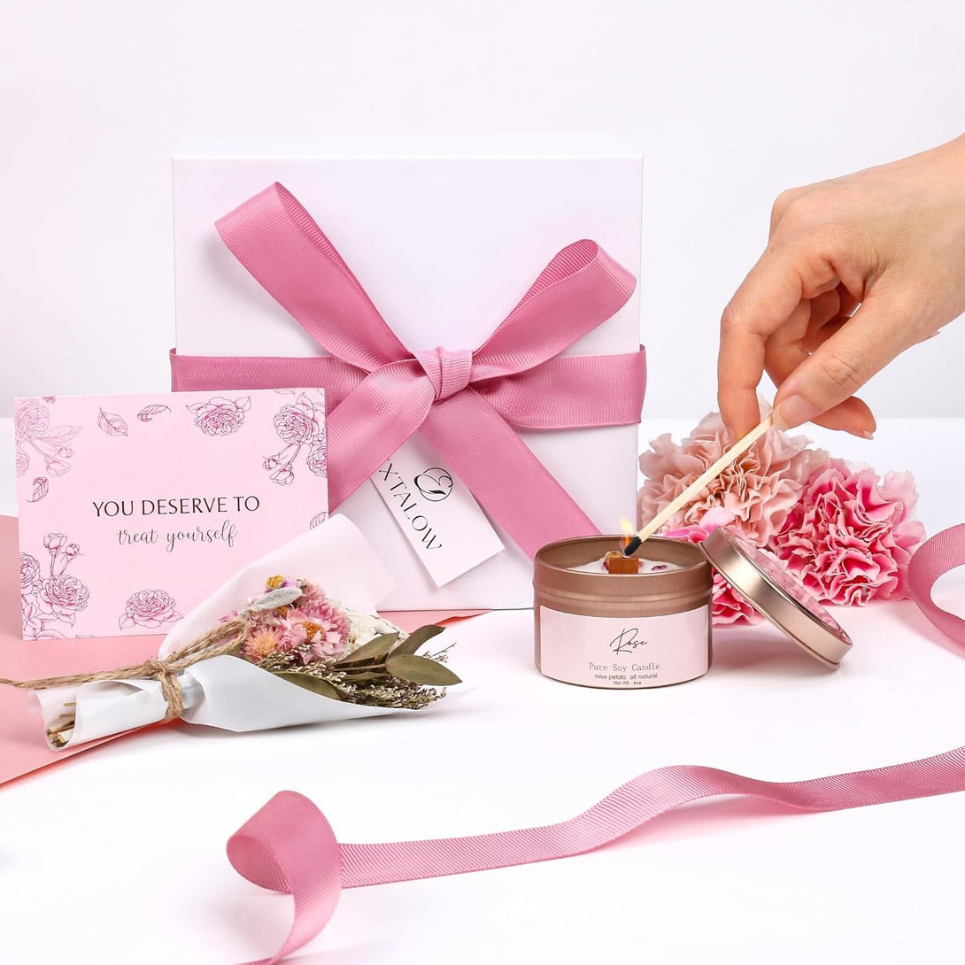 Spa Gifts for Women Bath and Body Gift Basket Mothers Day Gifts Rose Home Spa Set Self Care Gifts for Mom Sister Her Wife Birthday Gift for Women Spa Kit Care Package Thank You Gifts