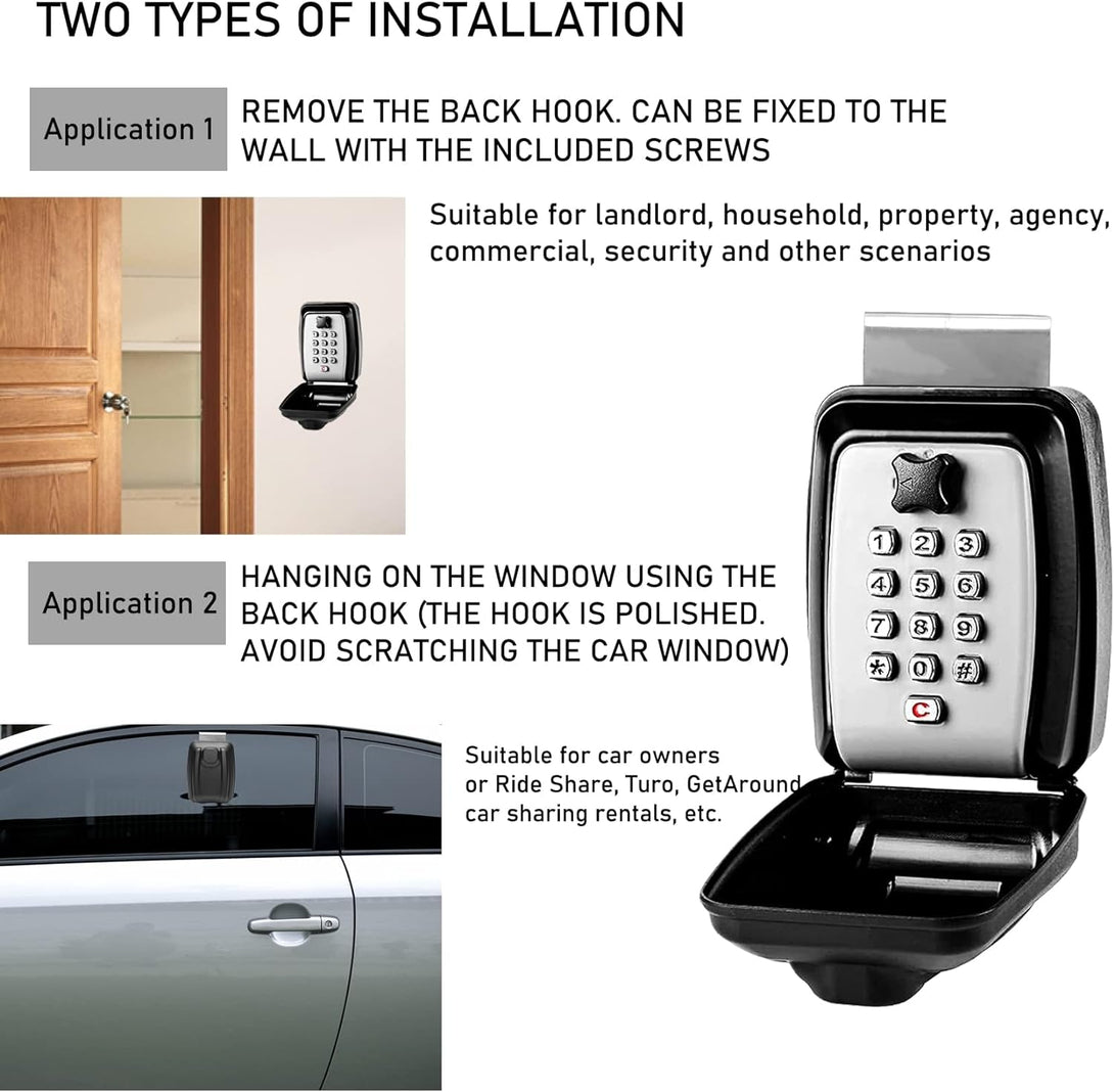 2025 Upgrade SL-591 Car Window Lock Box, Car Key Lock Box, Gray, Metal, Electronic Combination Lock, Fit for Turo, Getaround
