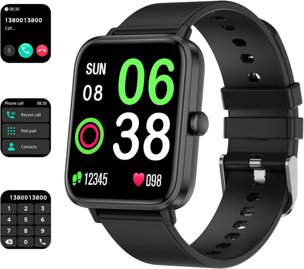 Smart Watch for Men Women Fitness Tracker Watch for Iphone Samsung Android Phone Compatible, Smartwatch with Pedometer, Heart Rate/Sleep Monitor, Blood Oxygen, IP68 Waterproof (Black)