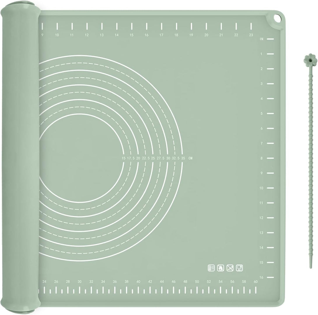Silicone Baking Mat 28" X 20", Extra Thick Dough Rolling Mat with Measurements and Edge Heightening, Non-Stick Food Grade Silicone Pastry Mat for for Pastry, Bread, Cookies, Pizza, Fondant, Pasta