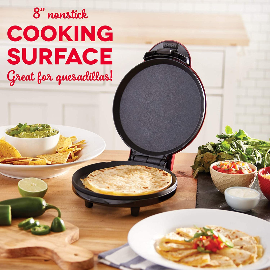 DASH 8” Express Electric round Griddle for for Pancakes, Cookies, Burgers, Quesadillas, Eggs & Other on the Go Breakfast, Lunch & Snacks - Red