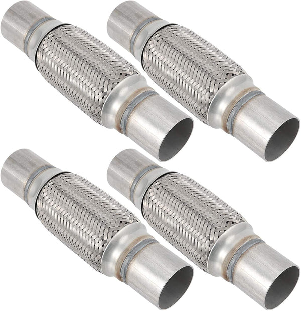 4 Pack 2 X 6 Inches Stainless Steel Heavy Duty Exhaust Flex Pipe, Double Braid Exhaust Flex Tube, Overall Length 10 Inches