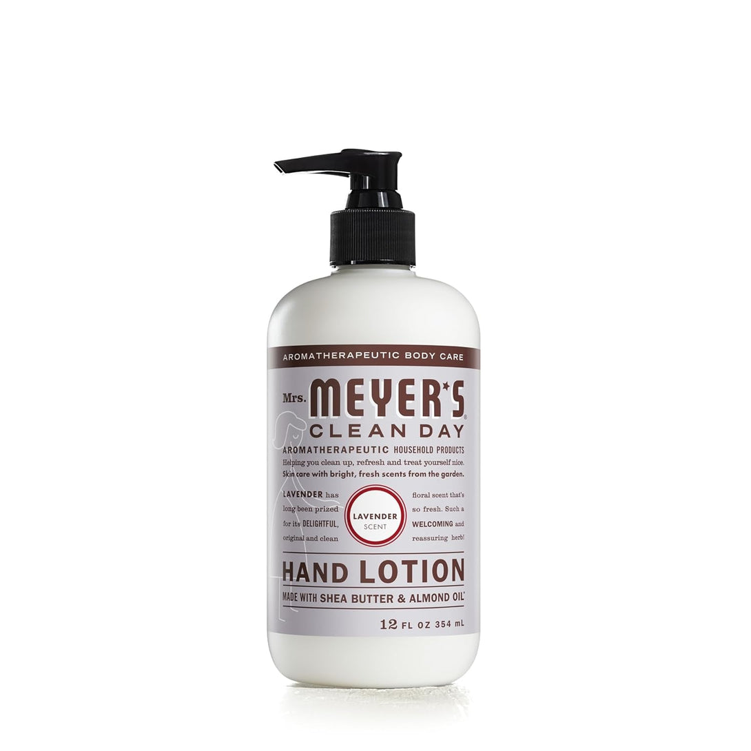 MRS. MEYER'S CLEAN DAY Hand Lotion for Dry Hands, Non-Greasy Moisturizer Made with Essential Oils, Lavender, 12 Oz