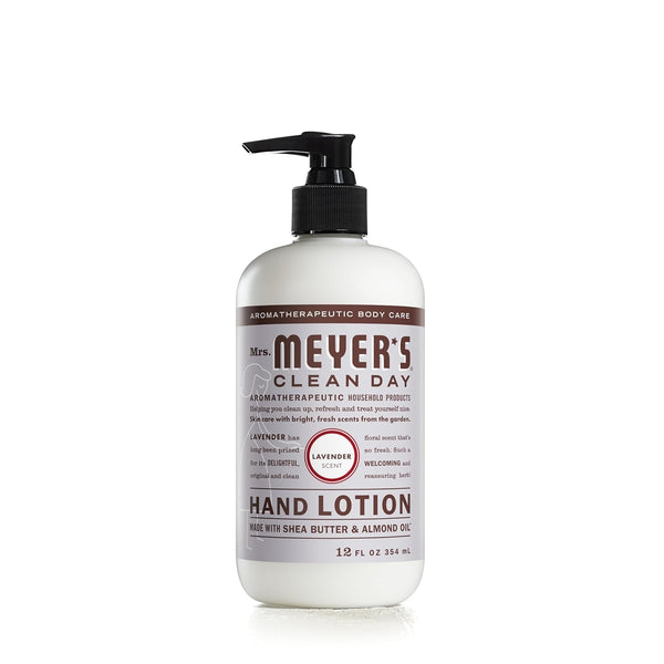 MRS. MEYER'S CLEAN DAY Hand Lotion for Dry Hands, Non-Greasy Moisturizer Made with Essential Oils, Lavender, 12 Oz