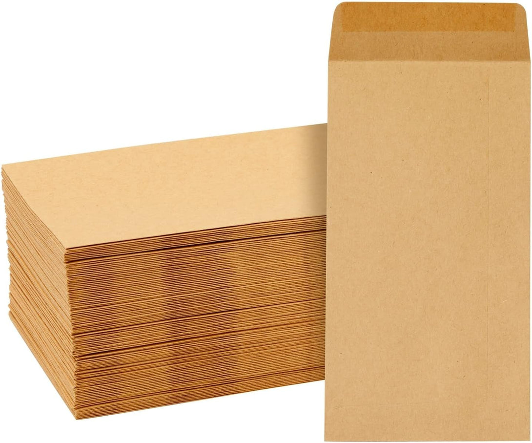 100 Pack Brown #7 Small Money Envelopes for Cash, 3.5 X 6.5 Inch Budgeting, Banks, Money Saving Challenges, Currency Envelopes for Coins, Budget Planning, 130 GSM