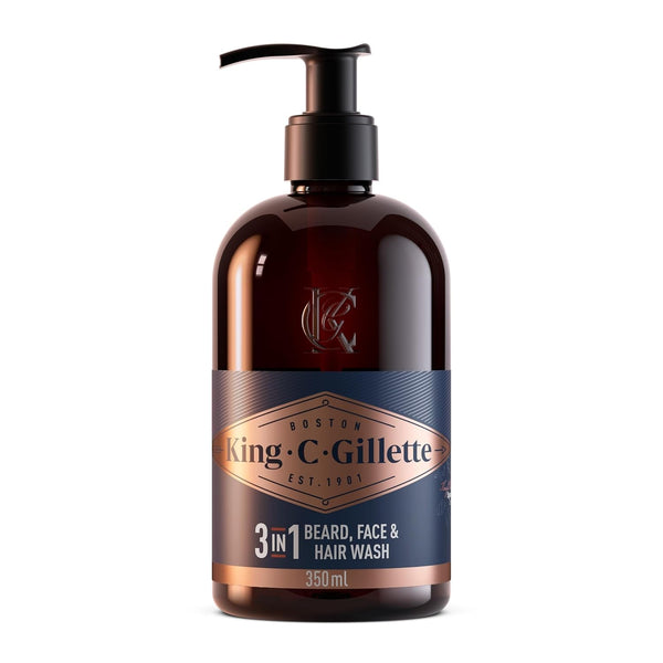 King C. Gillette Beard Wash, Mens Face Wash, 11 Oz, Infused with Argan Oil and Avocado Oil to Cleanse Hair and Skin