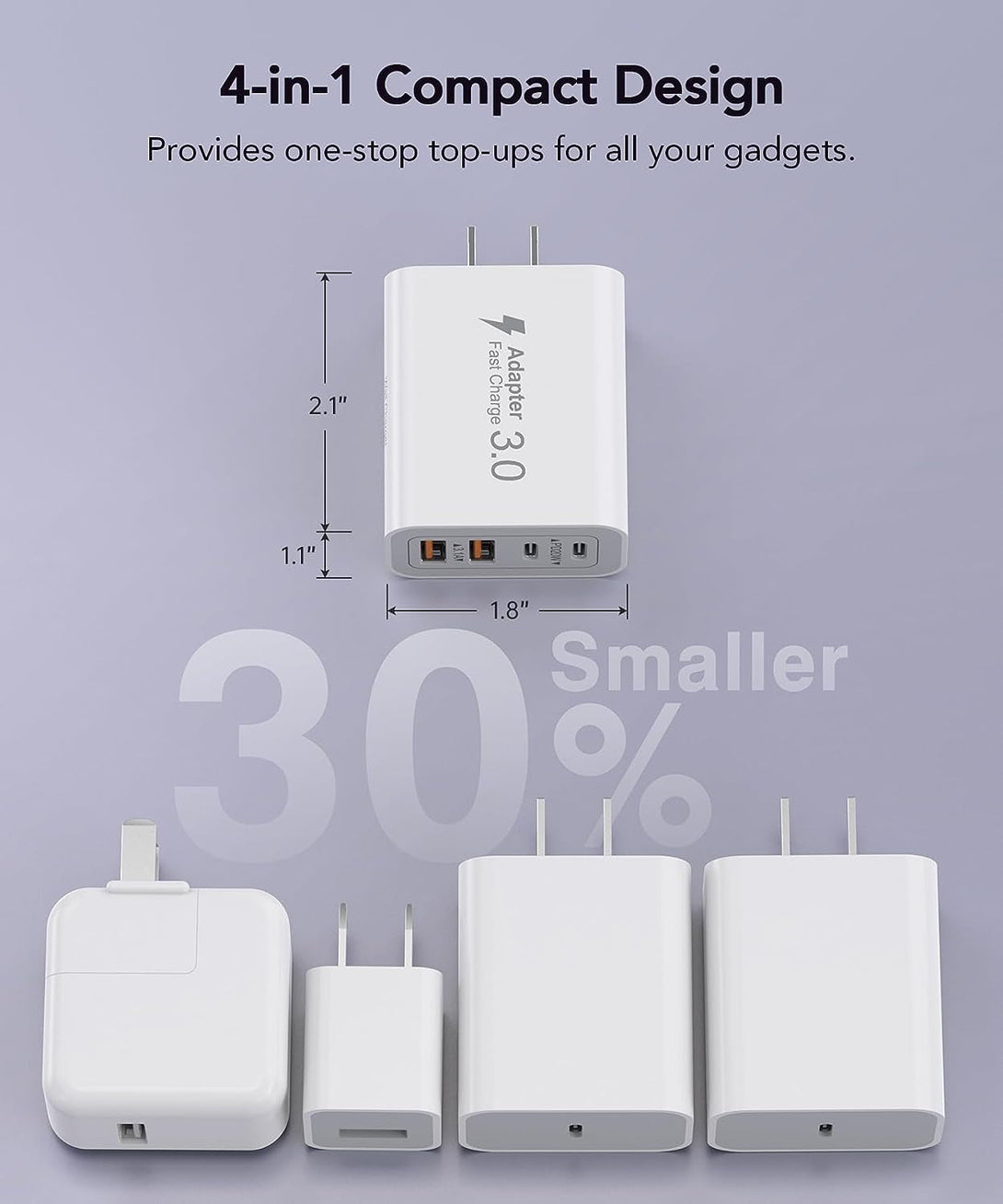 40W USB C Charger Block, 2-Pack 4-Port Type C Fast Charging Brick Dual PD&QC Wall Plug Adapter Compatible for Iphone 16/15/15 Pro/ 15 Pro Max/14/13/12, Ipad, Airpods, Iwatch, Samsung Galaxy