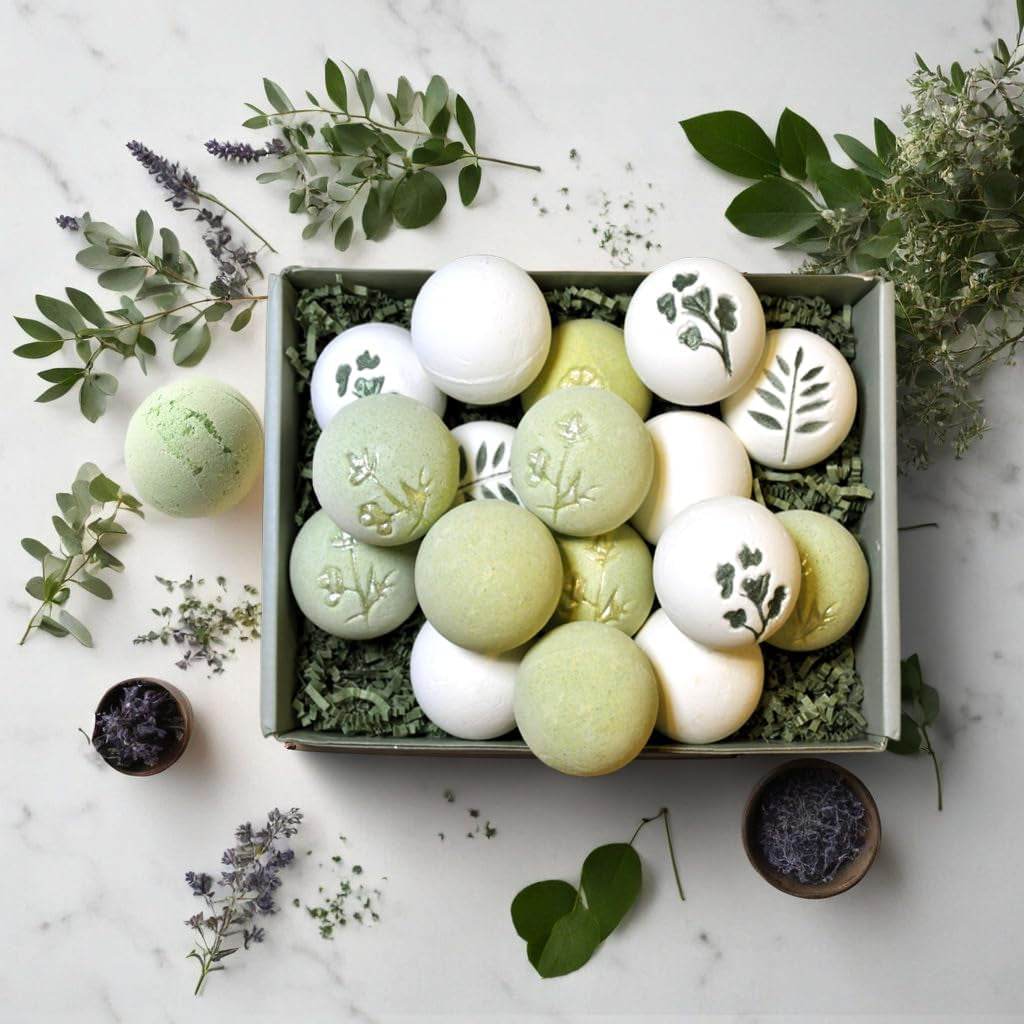 Plantful™ Organic Handmade Bath Bombs for Women, 12 Gift Sets, Large, Shea Butter Moisturizing, Essential Oils, Bubble Bath for Kids, Perfect Gifts for Women Men, Safe Bath Bombs for Kids