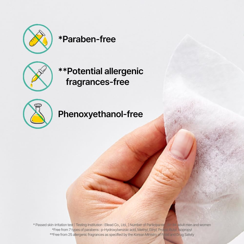 GREEN FINGER Mild Sun Cleansing Tissue 30 Count (6 Packs of 5), Gentle Baby Wipes for Sensitive Skin, Removes Sunscreen Easily, Natural Organic Makeup Remover Wipes with Aloe Vera, Korean Skincare