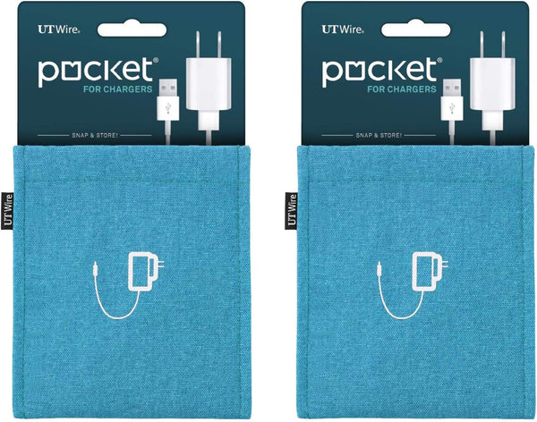 Pocket Mobile Charger Case Pouch Bag Organizer (Blue) - 2 Pack