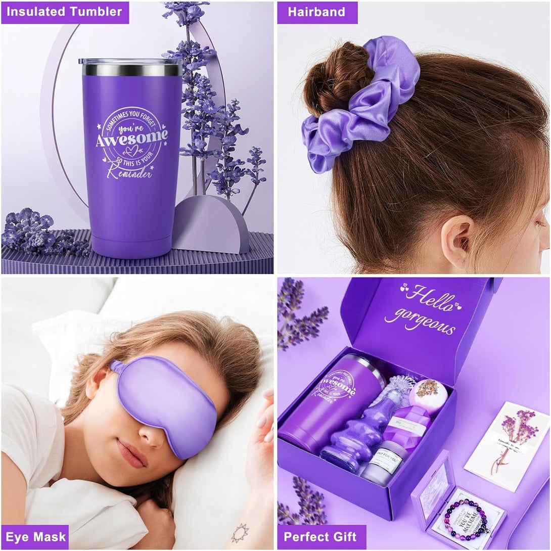 Gifts for Women, 15PCS Self Care Gifts for Women, Purple Relaxing Care Package, Unique Mothers Day Gifts Idea for Mom Her