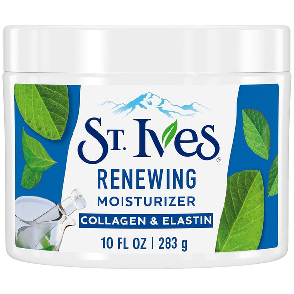 St. Ives Face Moisturizer Cream, Collagen and Elastin, Renewing Facial Moisturizer for Women, Paraben Free, Dermatologist Tested Daily Moisturizing for Dry Skin Cruelty Free, 10 Oz