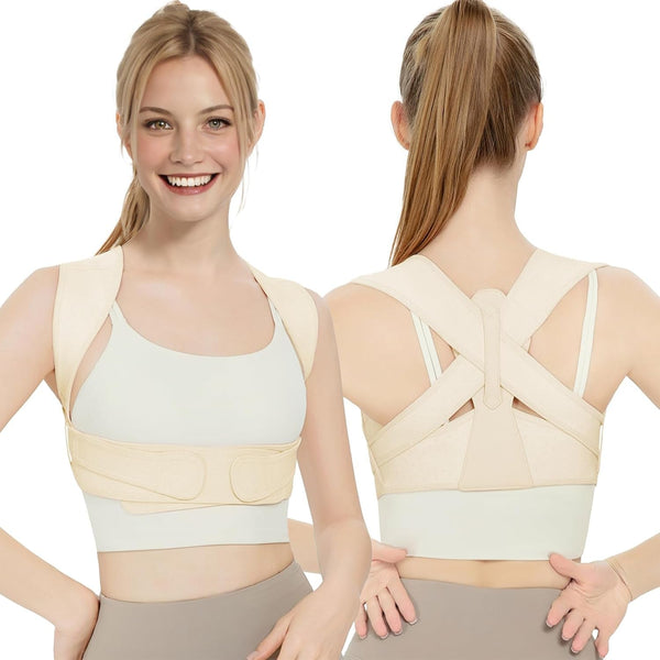 Back Brace Posture Corrector for Women, Upper Back Support Straps Straightener, Hunchback Improve Posture Correct-Shoulder, Upper Back Pain Relief Invisible under Clothes (Nude, L/XL)
