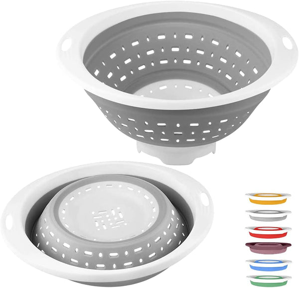 Qimh Collapsible Colander and Strainer, 5 Quart(1.25 Gal), Heavey Duty Kitchen Drainer Basket for Pasta, Veggies and Fruits, New Home Apartment Essentials
