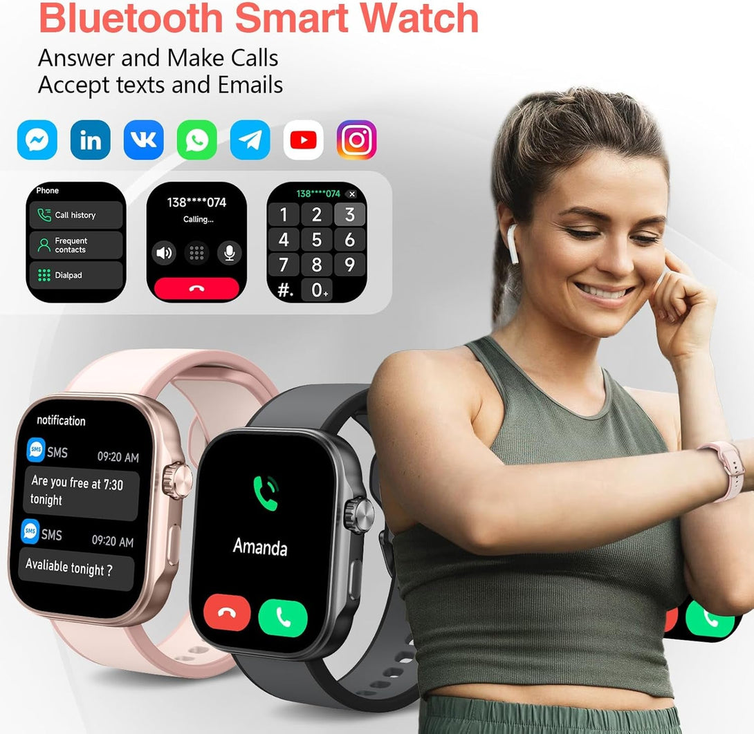 Smart Watch for Women, 1.99" AMOLED Display Fitness Tracker,Smartwatch(Answer/Make Calls), IP68 Waterproof 100+ Sport Mode Activity Tracker, Heart Rate Sleep Monitor, Ios Android Compatible