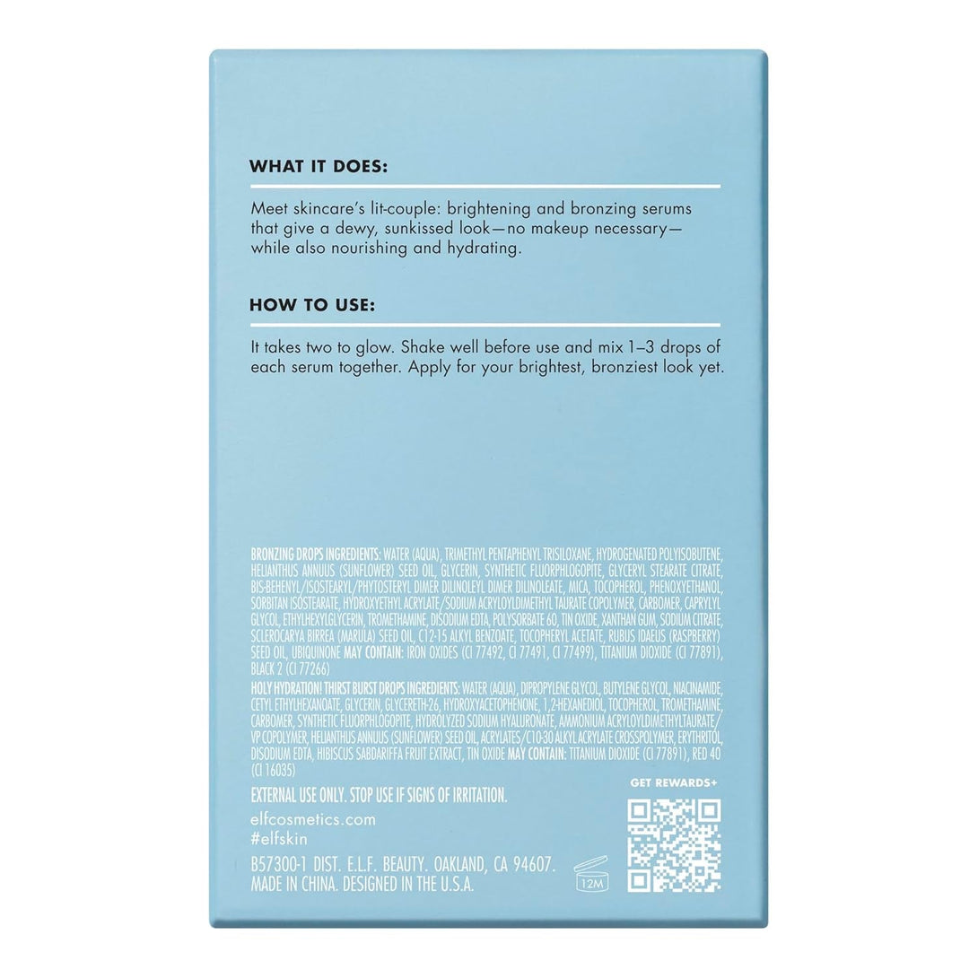 E.L.F. SKIN Hottest Duo: Holy Hydration Thirst Burst & Bronzing Drops Skincare Set, Vegan & Cruelty-Free