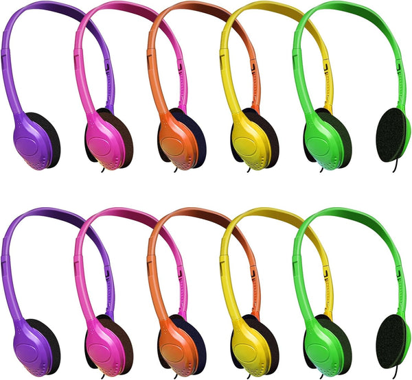 Bulk Headphones for Kids 10 Pack Multi Color for School Classroom Students Teen Boys Girls and Adult