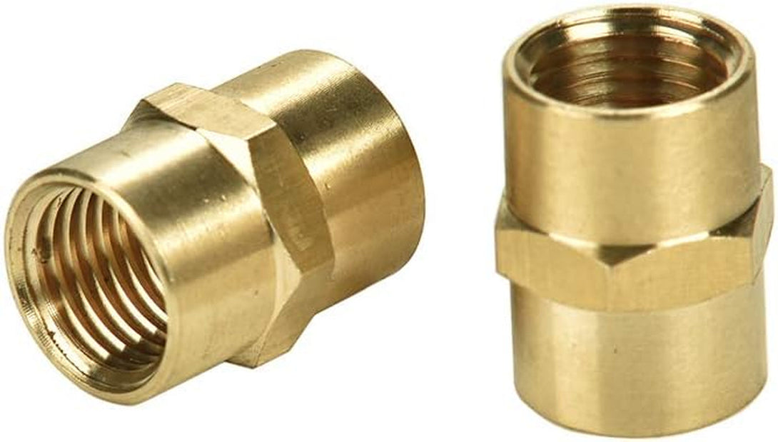 2 Pack 1/4" X 1/4" NPT Coupler, Brass Female Pipe Fitting (I.D X I.D: 1/2'' X 1/2'')
