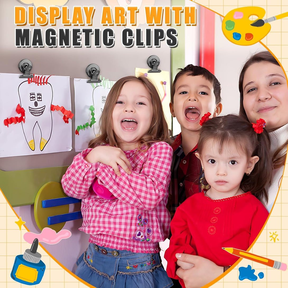 12Pack Fridge Magnets Refrigerator Magnets Magnetic Clips Heavy Duty Detailed List Display Paper Fasteners on Home& Office& Teaching (Black, 12)