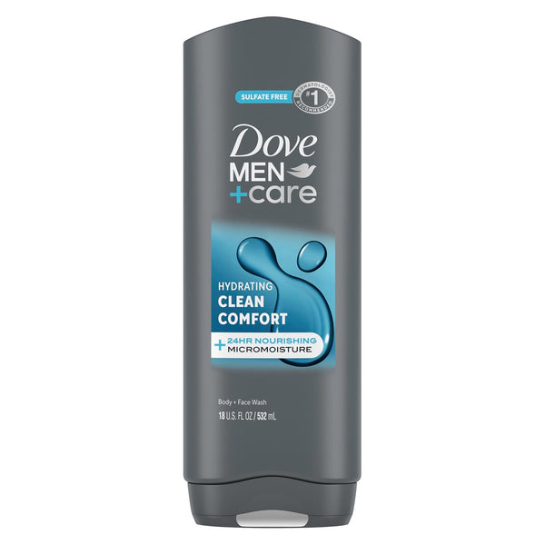 Dove Men+Care Body and Face Wash Hydrating Clean Comfort Body Wash for Men with 24-Hour Nourishing Micromoisture Technology 18 Oz