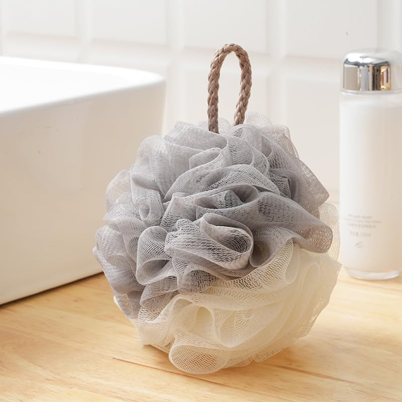 3 Pcs/50G Bath Shower Loofah,Loofah Sponge,Loofah Cloth,Shower Loofahs for Women, Men, Teenager(Pink Grey Lotus)
