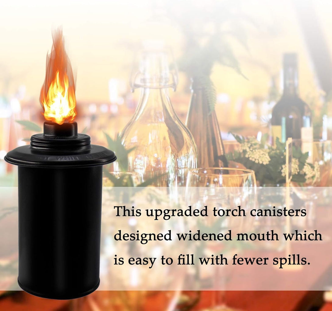 12Oz Torch Replacement Canisters, Bamboo Lantern Refillable Torches, Decorative Torch Canister Replacement for Yard, Patio, Deck, Garden, Party, Landscape