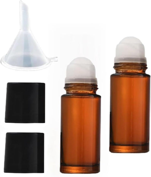 2Pcs Brown 30Ml Glass Essential Oil Roller Bottles,Perfume Roller,Refillable Roll on Bottles Container Empty Deodorant Rollerball Beauty and Personal Care Tools for Fragrance Cosmetics Roll on Ottles