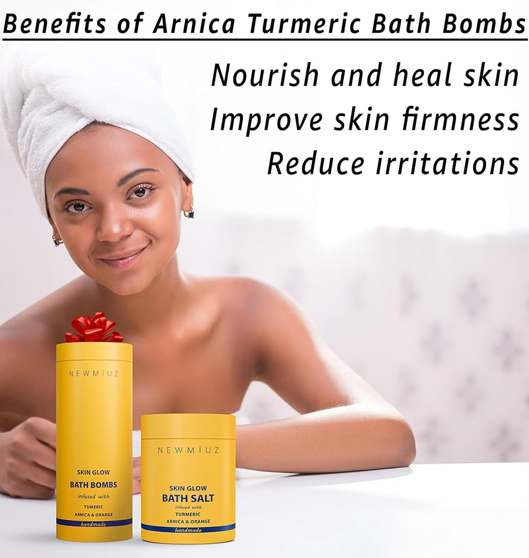 Natural Bath Bombs Luxurious Bath Foam Gift for Dry Skin Hydration Moisturizing Turmeric Arnica Orange Essential Oil Infused for a Blissful Experience