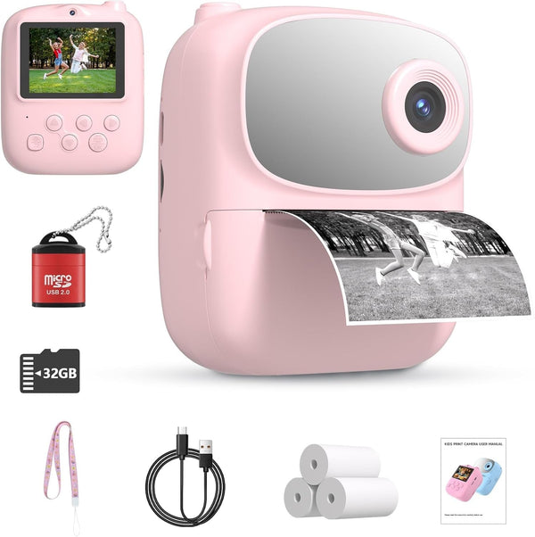 2025 Kids Print Camera,Best Gifts for Boys and Girls,32Gb Memory,2.4 Inch Front and Rear Camera with 1080P for Toddler and Teenagers Age 4-13 Year Old