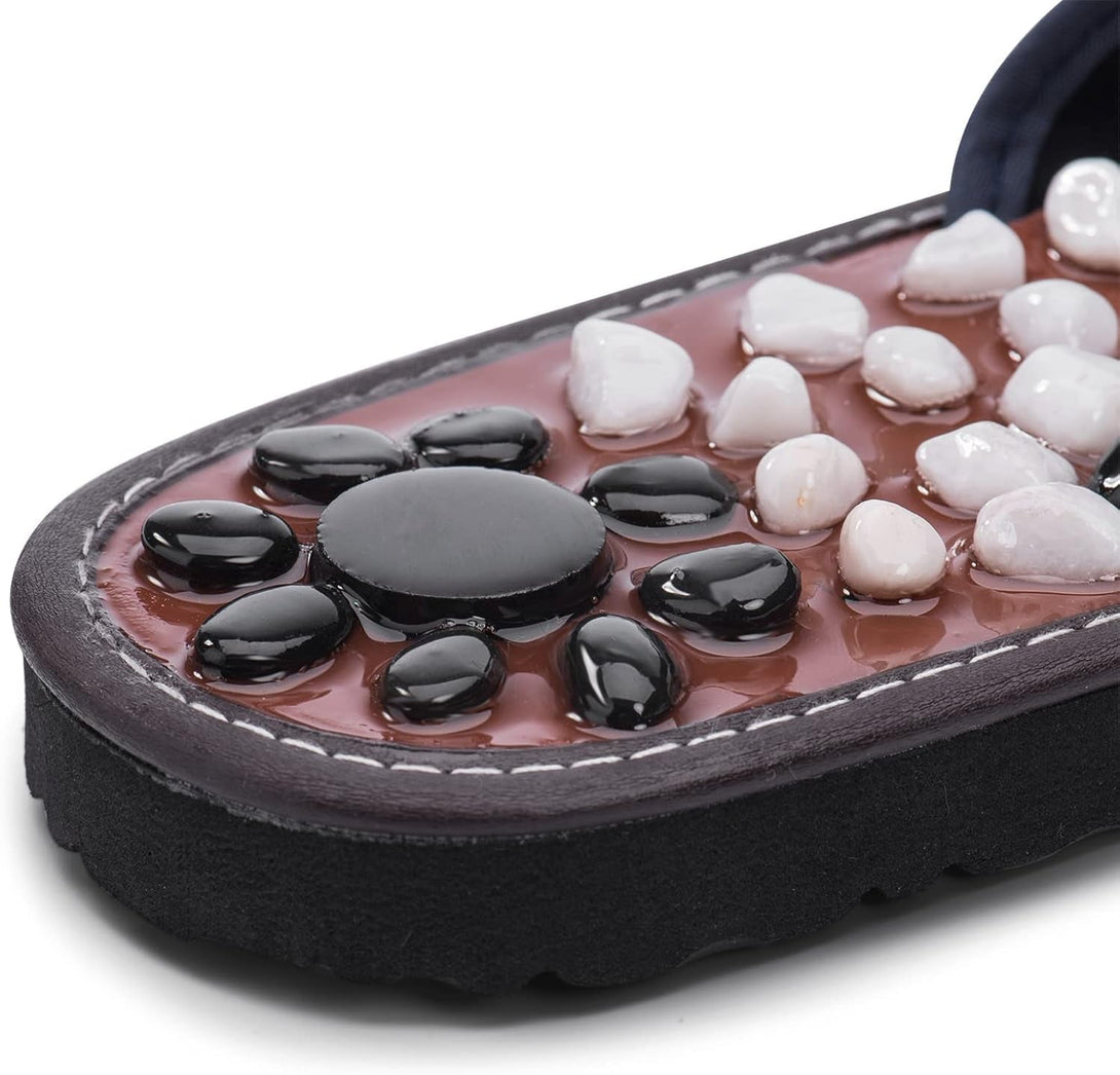 Acupressure Mat Pebble Foot Massager Relaxer Pain Relief Health Sandals Slippers Relaxation Gifts for Men Women(Blue25)
