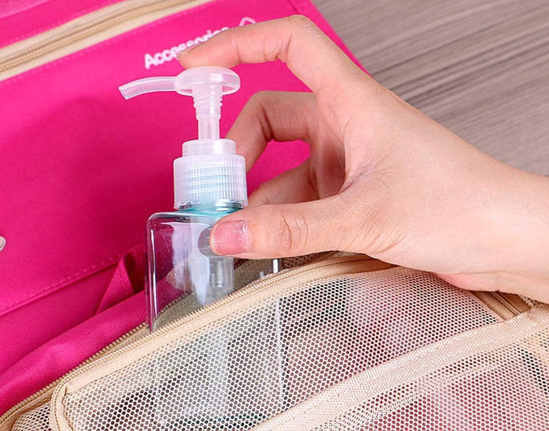 100Ml / 3.3Oz Refillable Empty Plastic Pump Bottles Jars Set for Makeup Cosmetic Bath Shower Shampoo Hair-Conditioner Toiletries Liquid Containers Bathroom Accessory Set (Transparent)