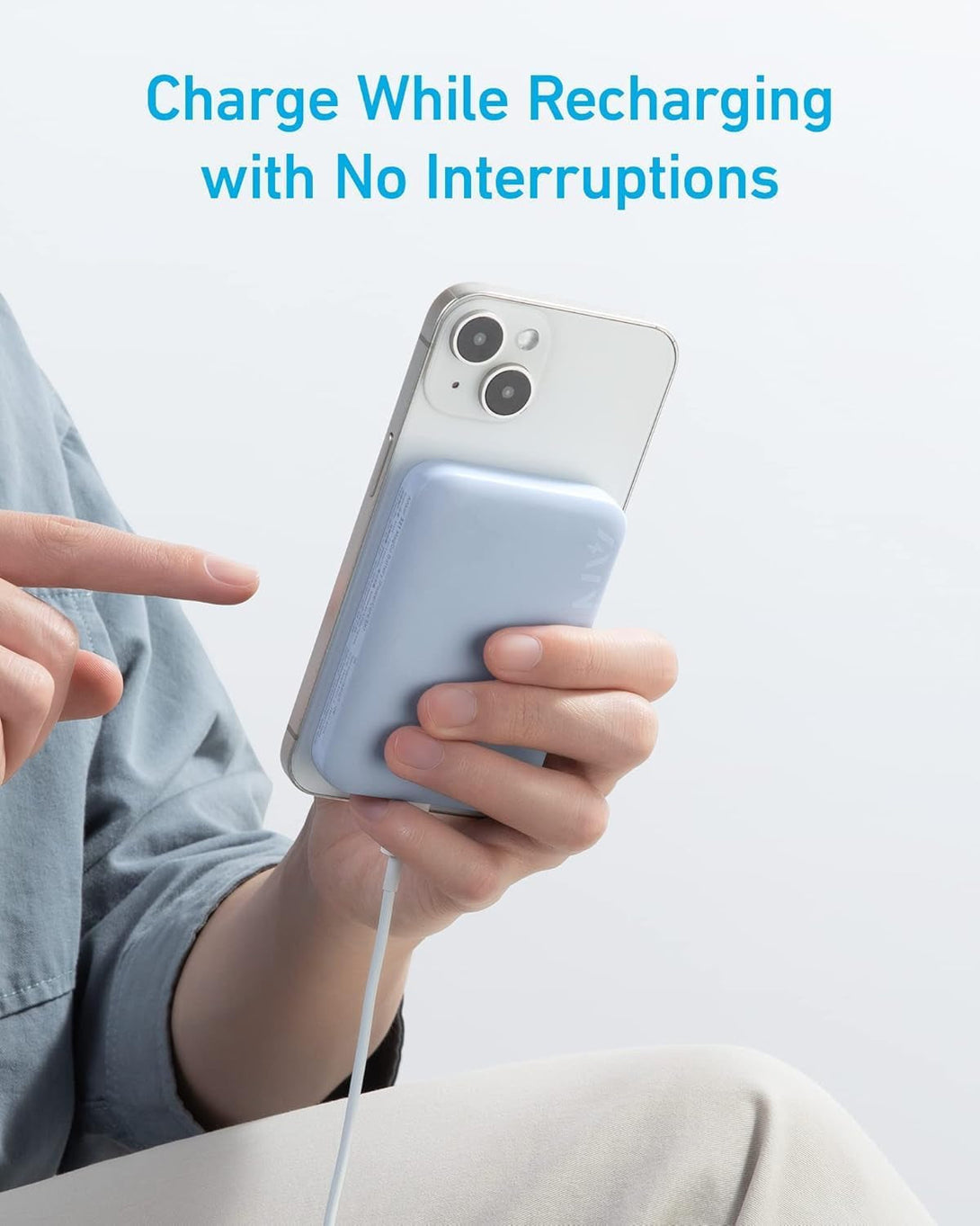 Anker 321 Maggo Battery (Powercore Magnetic 5K), 5,000Mah Magnetic Wireless Portable Charger, Compatible with Iphone 15/15 Plus/15 Pro/15 Pro Max, Iphone 14/13/12 Series（Purple）