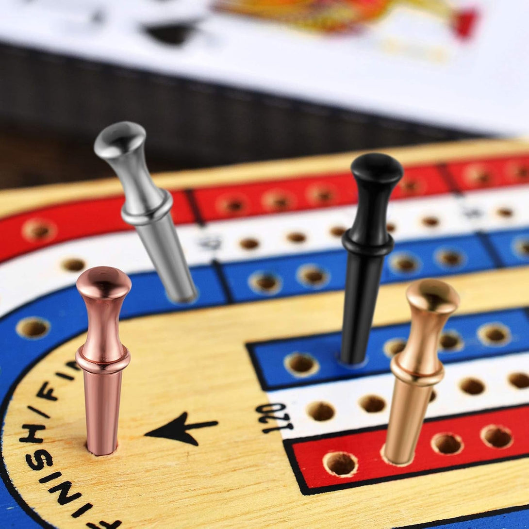 48 Pcs Metal Cribbage Pegs Cribbage Board Pegs Metal Nails Fit 1/8 Holes Toy Game Accessories with Drawstring Storage Pouch for Cribbage Traditional Board Game, 4 Colors
