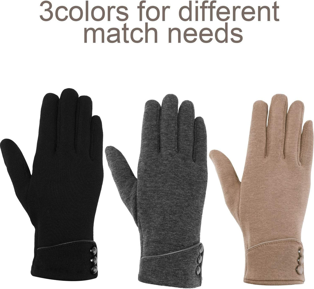 Patelai 3 Pairs Womens Gloves Winter Touchscreen Texting Phone Windproof Gloves Warm Fleece Lined Cold Weather