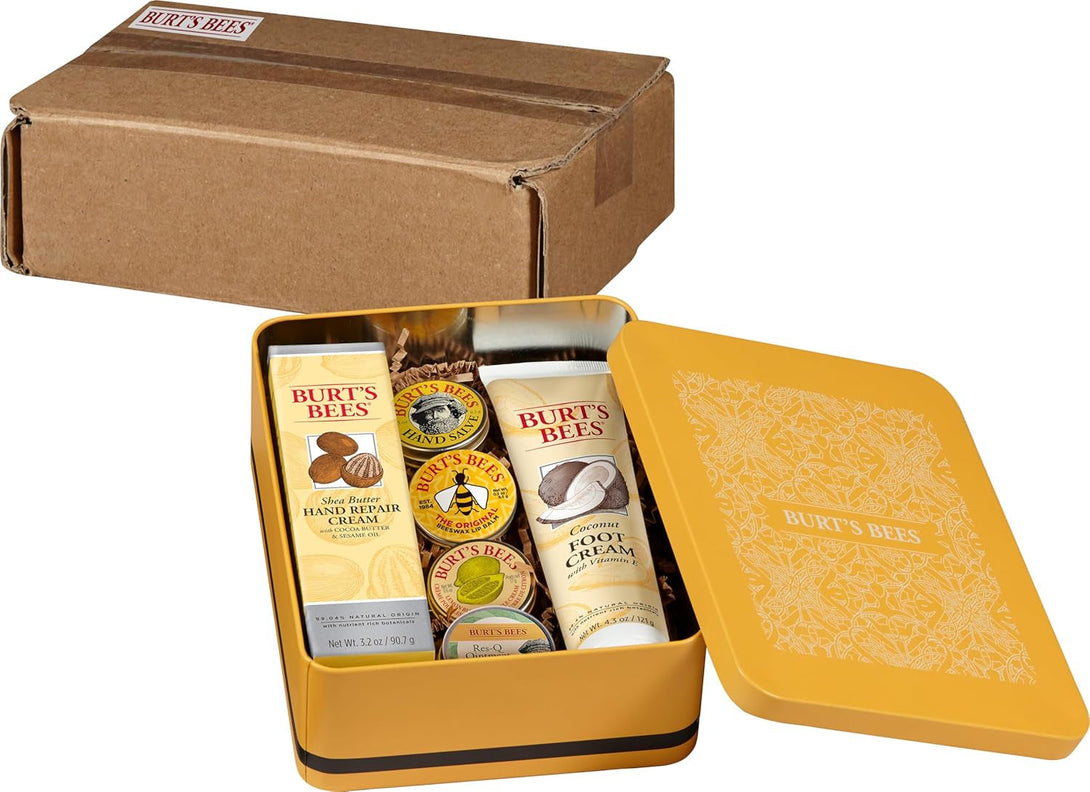 Burt'S Bees Gifts Ideas - Classics Set, 6 Products in Giftable Tin – Cuticle Cream, Hand Salve, Lip Balm, Res-Q Ointment, Hand Repair and Foot Cream